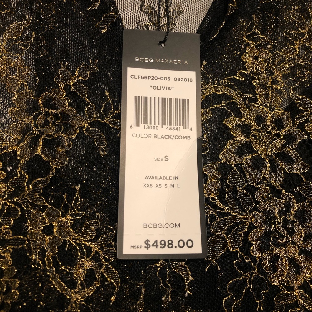 NWT BCBG Max Azria Olivia Metallic Gold Maxi Dress - Picture 7 of 8